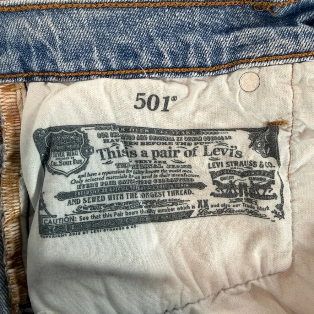 Levi's 501 Two-Tone Denim Shorts Women's 27 Blue White Button Fly